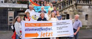 Antikriegstag 2019 in Aachen und Verleihung des Aachener Friedenspreises u.a. an (die vom Netzwerk Friedenskooperative mitgetragene) Kampagne „Büchel ist überall! atomwaffenfrei.jetzt“. (Foto: Netzwerk Friedenskooperative)