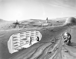 Eine künstlerische Impression der Besiedlung des Mars.