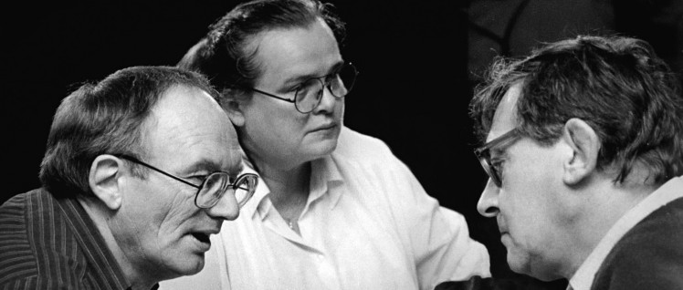 Herrman Kant, Eva Strittmatter und Rainer Kerndl auf dem X. Schriftstellerkongress, 1987