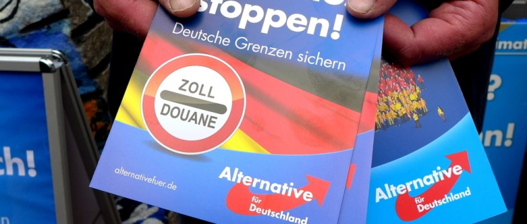 Migranten ausbürgern, Reiche beschenken, Sozialabbau fortsetzen: So stellt die AfD sich auf den Wahlkampf ein. (Foto: [url=https://commons.wikimedia.org/wiki/File:AfD_hand_bills_Asylchaos.jpg]Oxfordian Kissuth[/url])