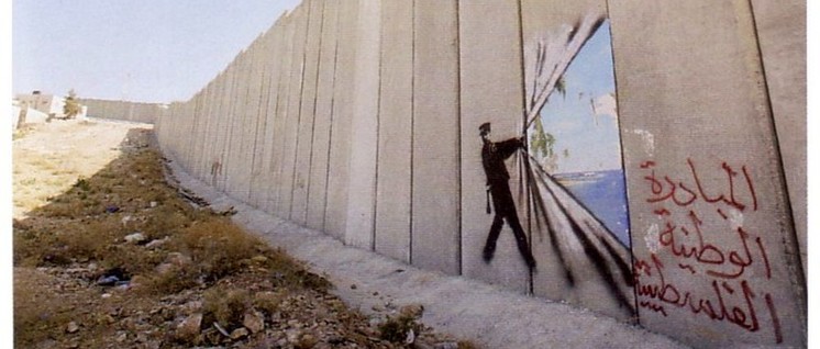 Kunstwerk von Banksy auf der Westbank-Seite der Apartheid-Mauer (Foto: [url=https://www.flickr.com/photos/43405897@N04/4347328614/in/photostream/]Wall in Palestine / flickr.com[/url])