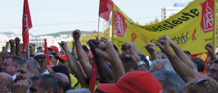 Streik bei Halberg Guss in Saarbrücken (19. September 2018). (Foto: Die Linke Saarland)