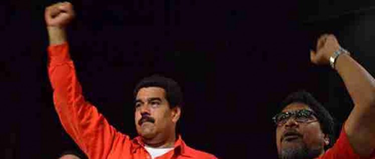 PCV-Generalsekretär Oscar Figuera (r.) und Präsident Maduro: Die Kommunistenunterstützen die Regierung und kritisieren Korruption und Bürokratismus. (Foto: PCV)
