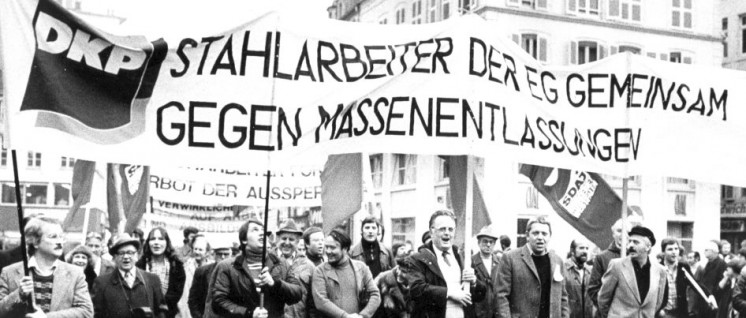 Demonstration in Thionville, Frankreich, gegen die Massenentlassungen in der Stahlindustrie 1978 (Foto: UZ-Archiv)