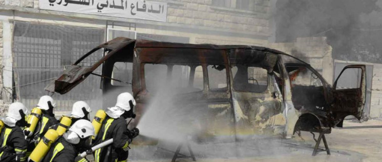 Weißhelme beim Training, auch für propagandistische Bilder. (Foto: syriacivildefense.org)