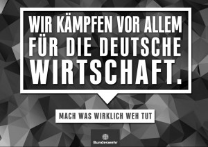Ein Plakat der an die Bundeswehrwerbekampagne angelehnten Plakataktion, die die Linksjugend gemeinsam mit anderen durchführte