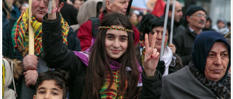 Demonstration gegen das PKK-Verbot im Februar in Berlin. (Foto: Montecruz Foto)