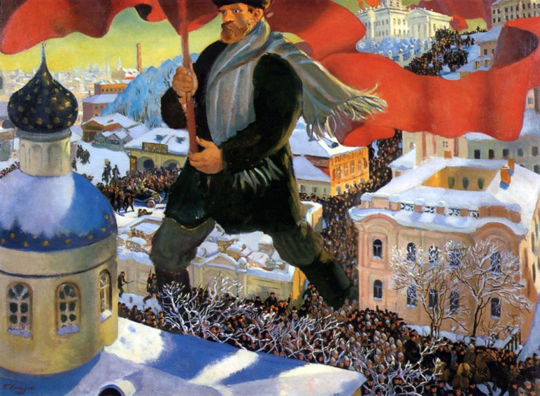 Der Bolschewik, Ölgemälde von Boris Kustodijew (1920)