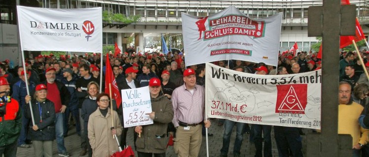 Während der Tarifrunde 2013 bei Daimler in Untertürkheim. Auch damals war die Leiharbeit ein Thema.
                          (Foto: privat)