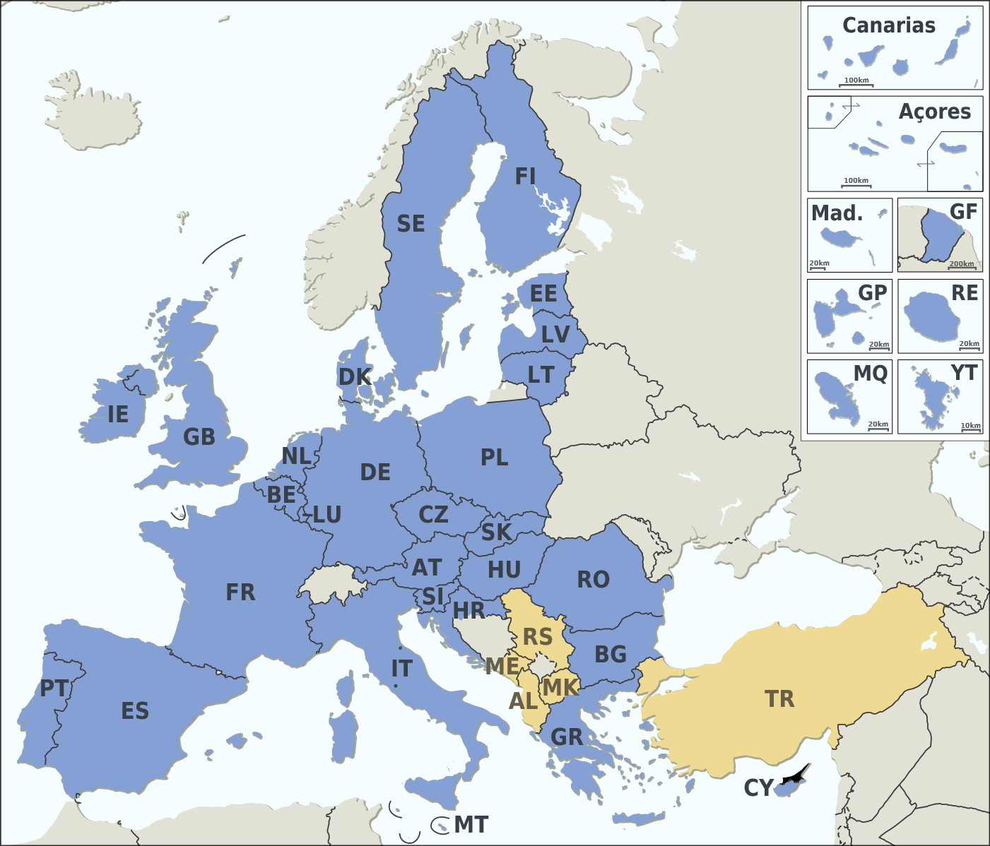 Mitgliedstaaten der EU (+ Bewerberländer)