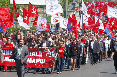 Von Revolution sprechen: Demonstration der moldawischen Kommunisten.