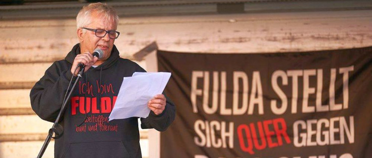 Andreas Goerke auf der Gegenkundgebung am 30. April (Foto: Privat)