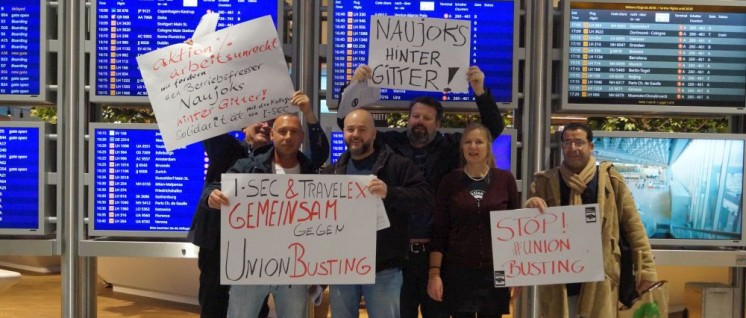 Proteste am 6. Dezember gegen Union Busting am Frankfurter Flughafen, Terminal 1 (Foto: Jessica Reisner, aktion./.arbeitsunrecht)