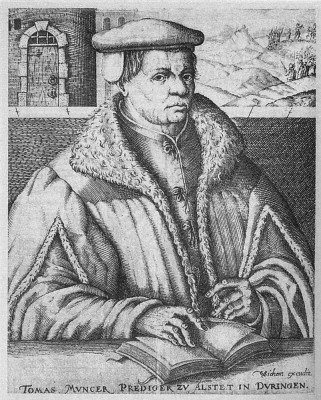 Thomas Müntzer (1608, nicht verbürgte Darstellung, Kupferstich von Christoph van Sichem)