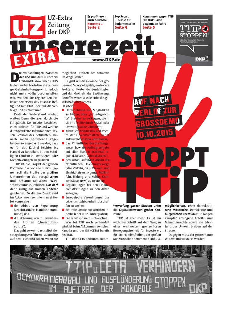 uz extra ttip - UZ Extra TTIP - - Aktion