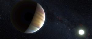 Die künstlerische Darstellung zeigt den Exoplaneten Jupiter 51 Pegasi b, der einen über 50 Lichtjahre entfernten Stern umkreist. (Foto: ESO/M. Kornmesser/Nick Risinger / Lizenz: CC BY 4.0)