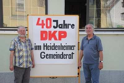 Der Kreisvorsitzende der DKP Heidenheim, Wilhelm Benz (links) und DKP-Stadtrat Reinhard Püschel.