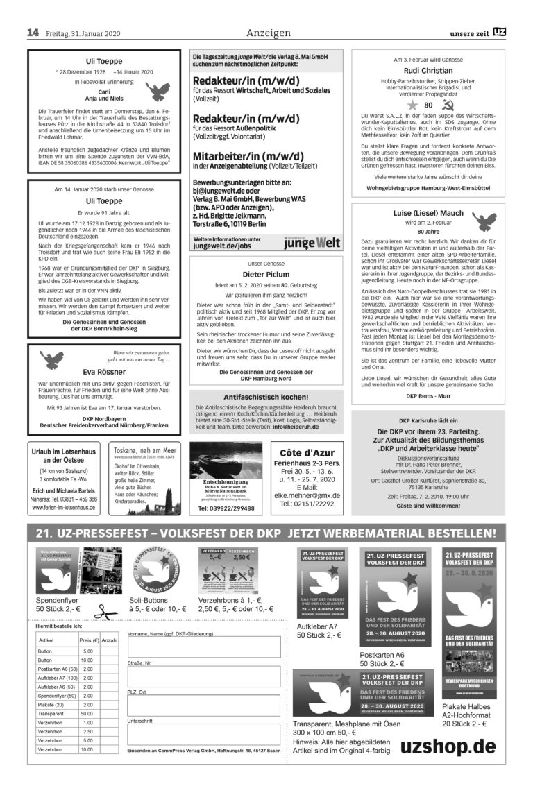 UZ 05 14 - Anzeigen 2020-05 - Anzeigen - Anzeigen