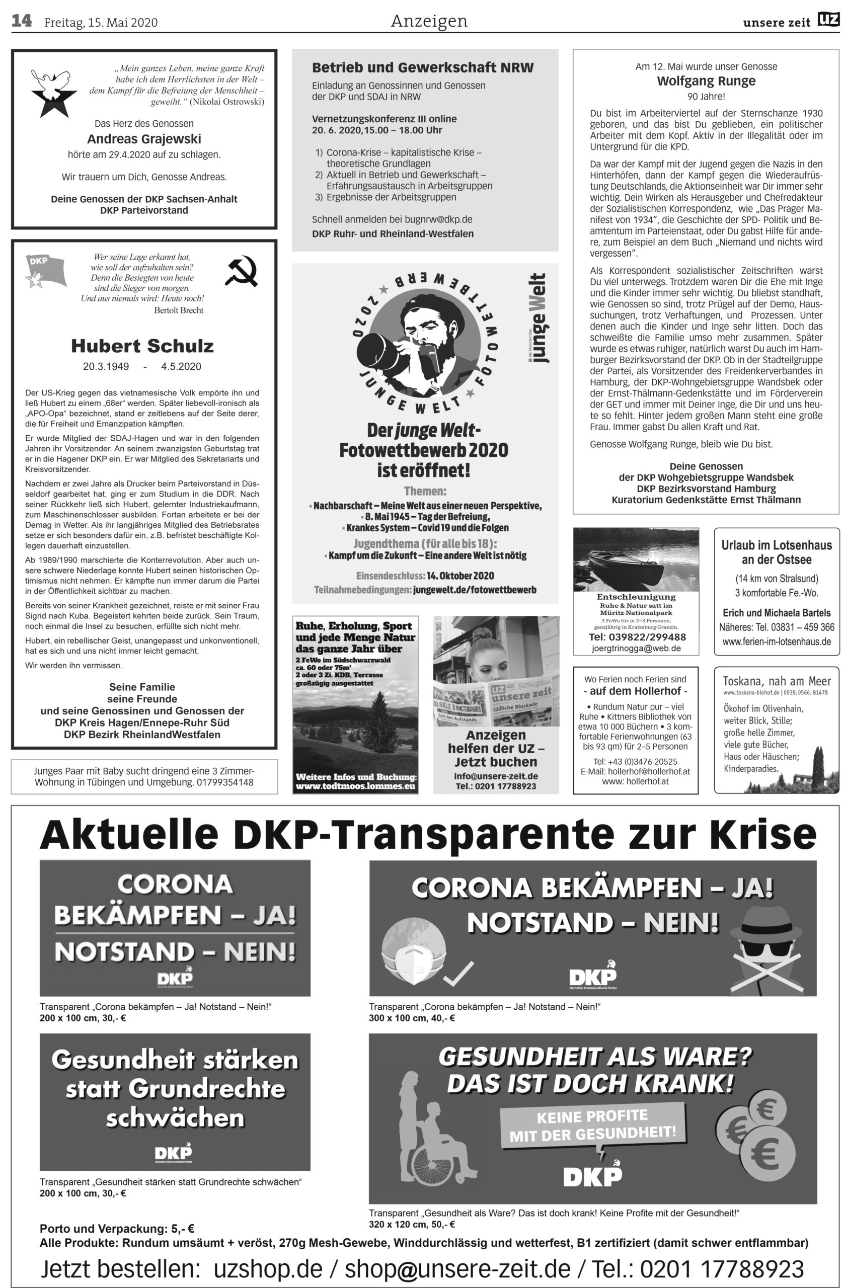 UZ 20 14 scaled - Anzeigen 2020-20 - UZ vom 15. Mai 2020 - UZ vom 15. Mai 2020
