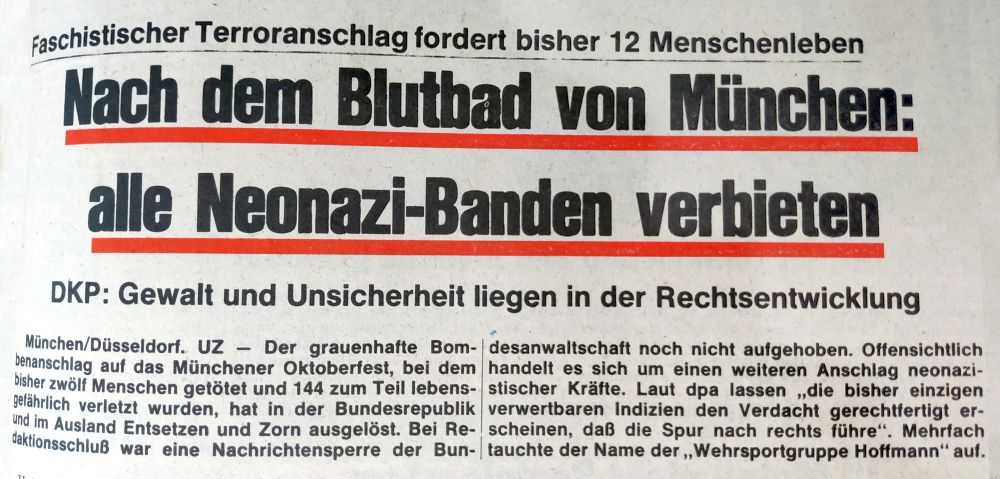 391201 attentat - Aufklärung in Grenzen - Antifaschismus, Nazi-Terror, Terrorismus - Hintergrund