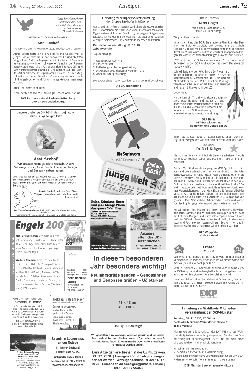 UZ 48 14 - Anzeigen 2020-48 - UZ vom 27. November 2020 - UZ vom 27. November 2020