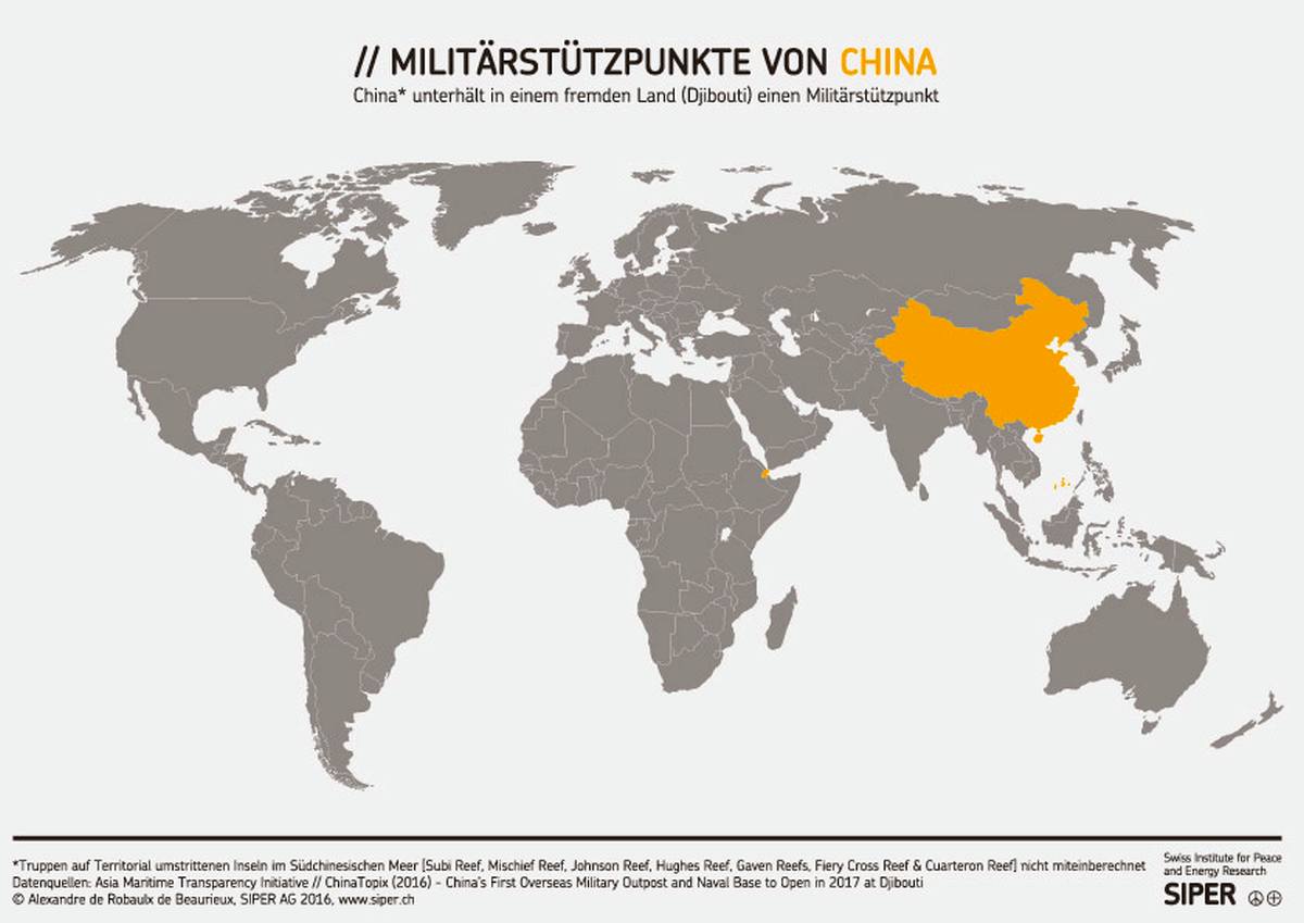 SIPER Grafik Militaerstuetzpunkte von China - China – ein Militarismus unter anderen? - Antimilitarismus, China, USA - Theorie & Geschichte