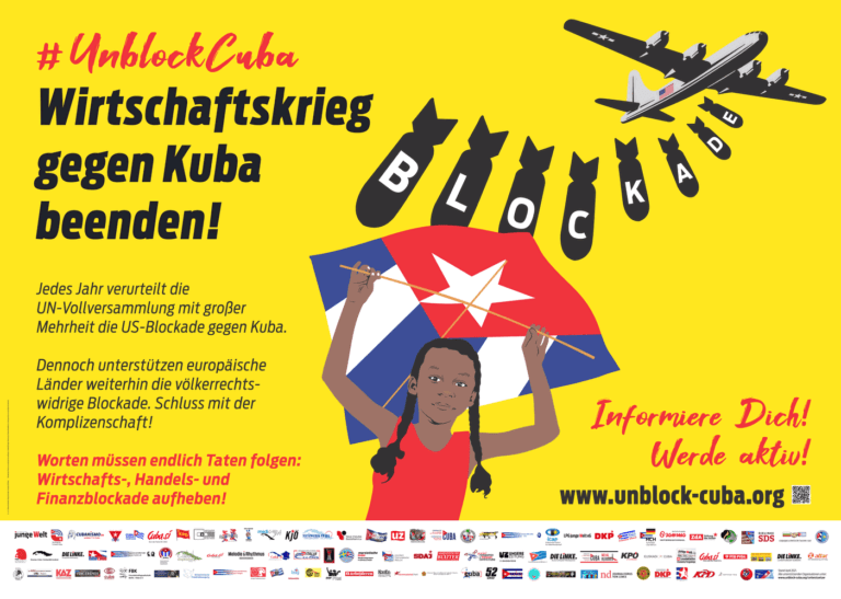 Unblock Cuba Grossflaeche - Europäische Solidaritätsaktion "Unblock Cuba" startet am Samstag - Neues aus den Bewegungen - Neues aus den Bewegungen