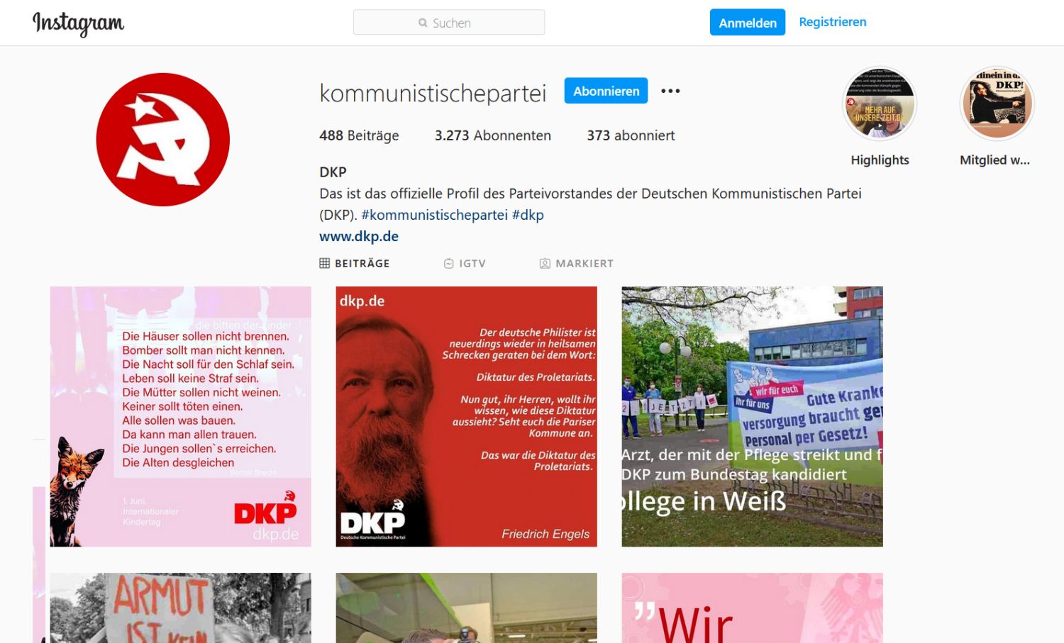 22 15 Insta neu - Nicht nur Lionel Messi hat Follower - DKP, Instagram - Aktion