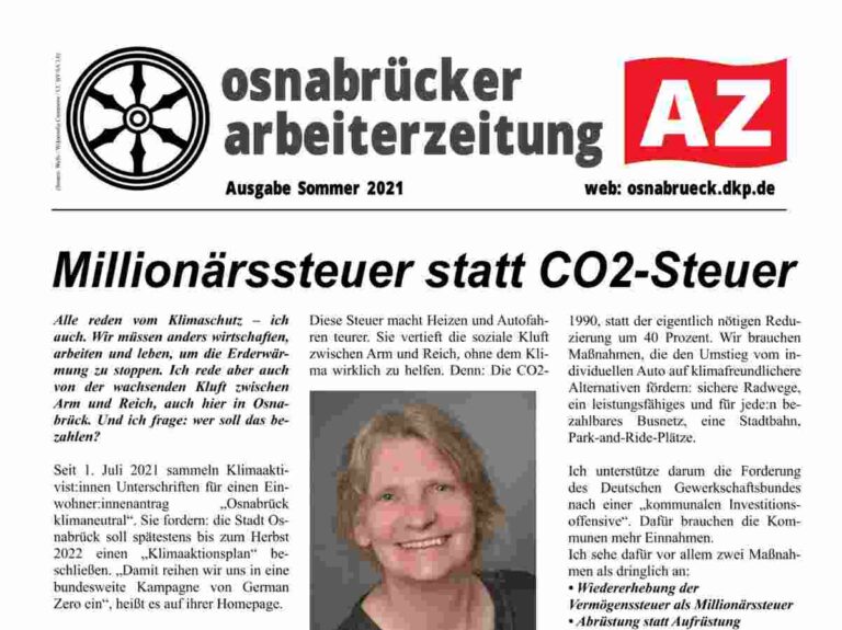 331203 Osnabruecker Arbeiterzeitung 1 - Vor Ort für Klimaschutz - Wahlkampf - Wahlkampf