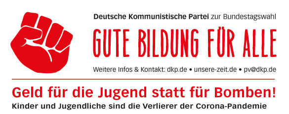 Info A4 2S Jugend 08 2021 DRUCK 1 - Geld für die Jugend statt für Bomben! - Bildung, Bundestagswahl, Corona-Pandemie, Friedenskampf - Blog, DKP in Aktion