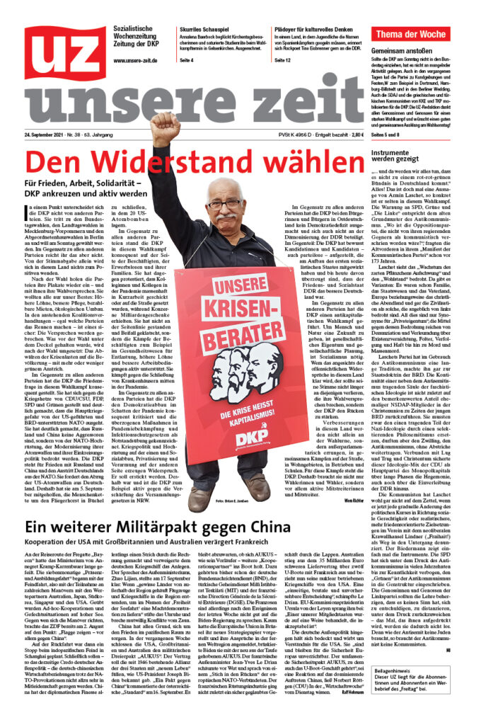 UZ 2021 38 Seite 01 - Gesammelte Werke - UZ - Zeitung der DKP - Hintergrund