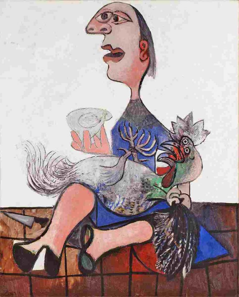 4208 sgs - Picassos „Frau mit Hahn“ - Malerei - Malerei