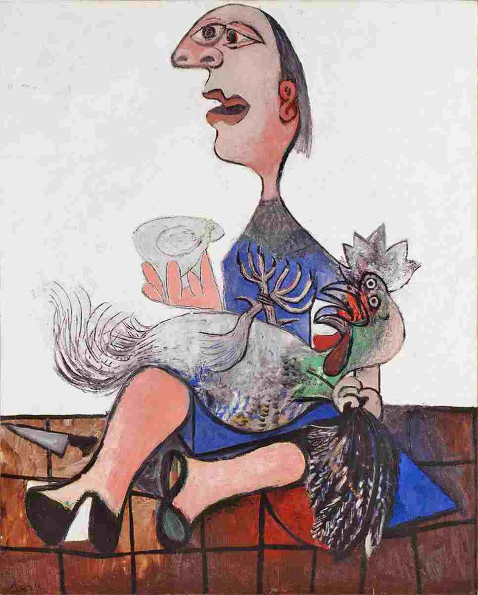 4208 sgs - Picassos „Frau mit Hahn“ - Malerei - Kultur