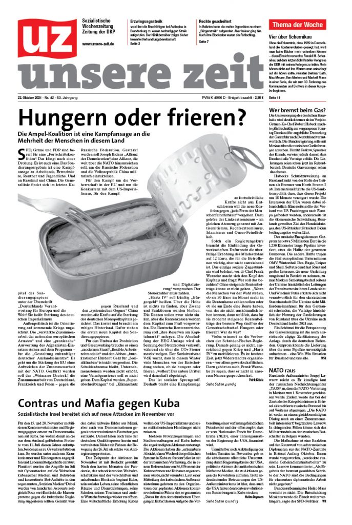 UZ 2021 42 Seite 01 - Gesammelte Werke - UZ - Zeitung der DKP - Hintergrund