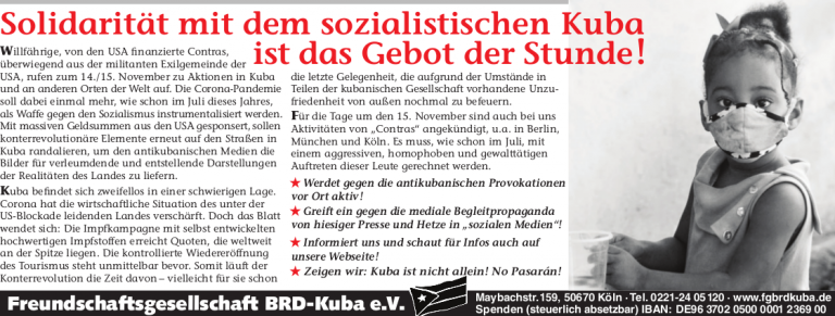 fg20211112 das gebot der stunde - Solidarität mit dem sozialistischen Kuba ist das Gebot der Stunde! - Blog - Blog