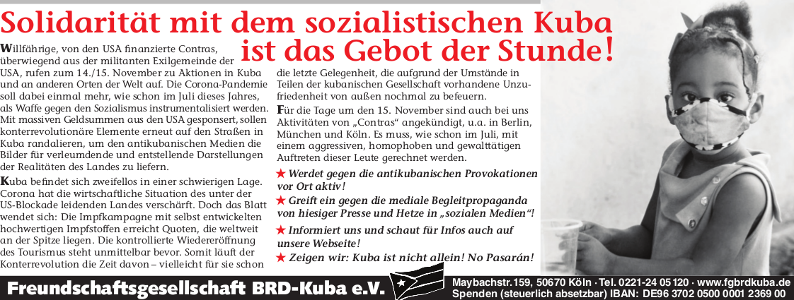 fg20211112 das gebot der stunde - Solidarität mit dem sozialistischen Kuba ist das Gebot der Stunde! - Kuba-Solidarität - Blog, Neues aus den Bewegungen