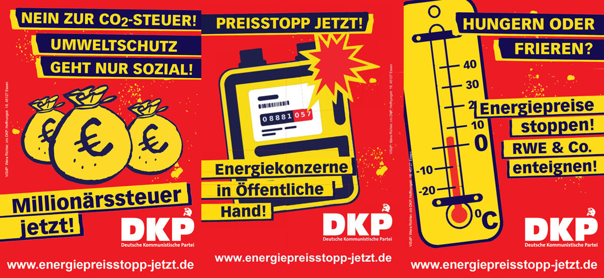 kampa - Energie muss bezahlbar sein! - DKP, Energiepreise, Energiepreisstoppkampagne - Blog, DKP in Aktion