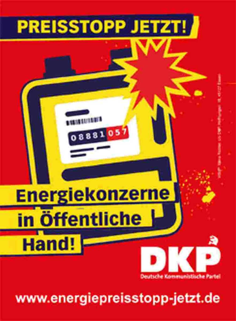 Aufkleber Preisstop jetzt DRUCK - Duschen doppelt so teuer - Energiepreise, Energiepreisstoppkampagne, Erdgas, Kommunalpolitik - Politik