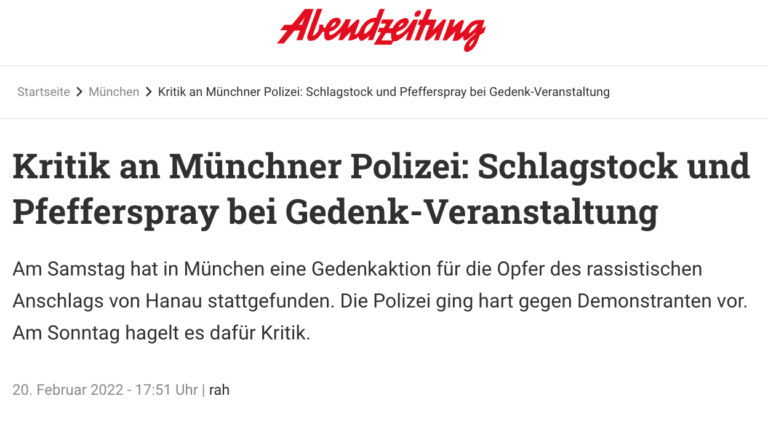 Bildschirmfoto 2022 02 21 um 11.28.04 768x428 1 - Polizei gegen Demonstrationen in München - Demonstration, Polizeigewalt, Repression - Blog, DKP in Aktion