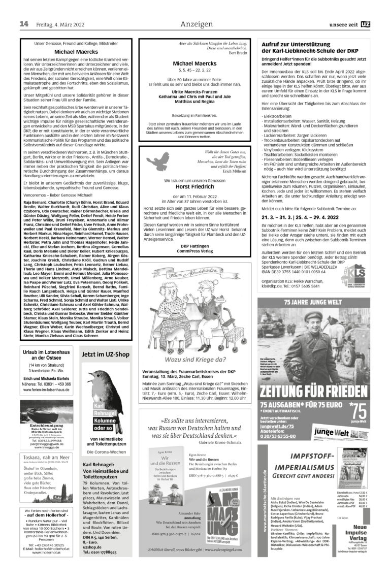 UZ 2022 09 Seite 14 - Anzeigen 2022-09 - Anzeigen - Anzeigen
