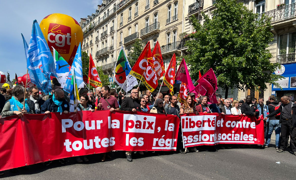 180602 Bildmeldung 1 - 1. Mai 2022 in Frankreich - 1. Mai 2022, CGT, Emmanuel Macron, Frankreich - Internationales