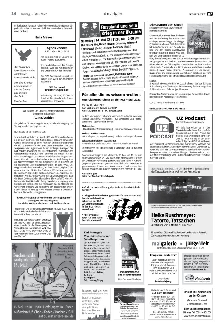 UZ 2022 18 Seite 14 - Anzeigen 2022-18 - Anzeigen - Anzeigen