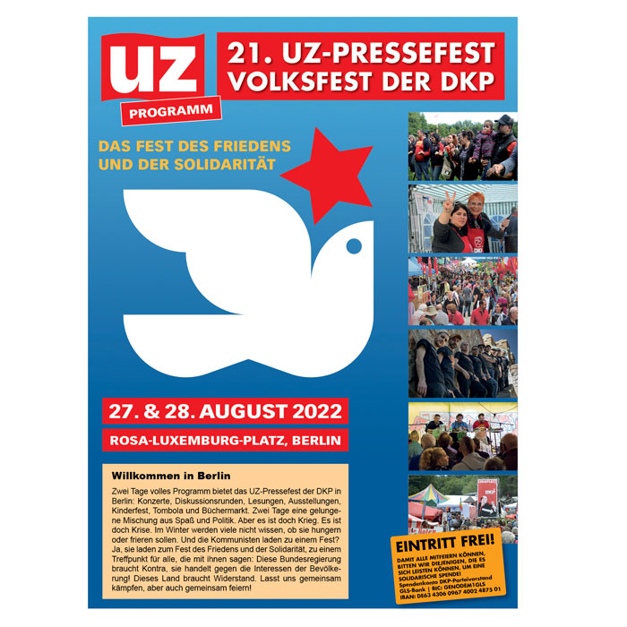 Programm Titel - Das Programm für das UZ-Pressefest ist da! - DKP, Pressefest - Blog, DKP in Aktion