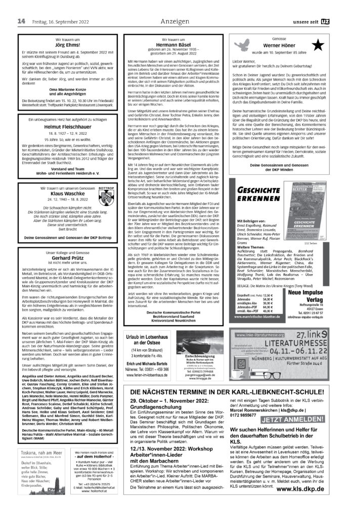 UZ 2022 36 Seite 14 - Anzeigen 2022-36/37 - Anzeigen - Anzeigen