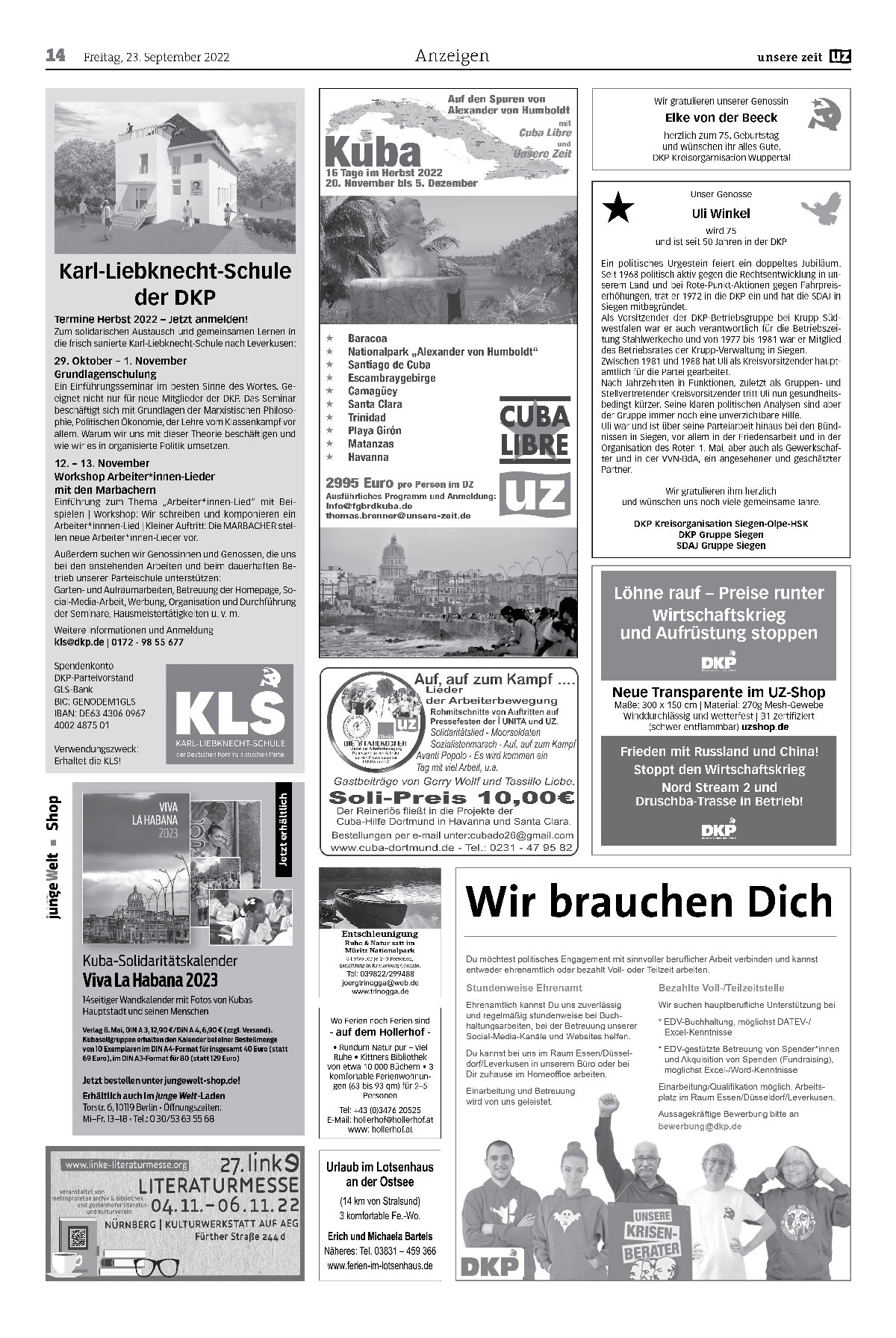 UZ 2022 38 Seite 14 - Anzeigen 2022-38 - UZ vom 23. September 2022 - UZ vom 23. September 2022