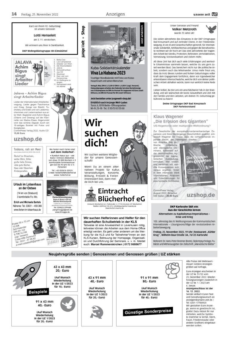 UZ 2022 47 Seite 14 - Anzeigen 2022-47 - Anzeigen - Anzeigen