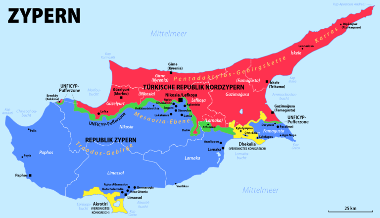 Uebersichtskarte Zypern - Friedliche Wiedervereinigung Zyperns - ein Schritt zur Eindämmung von Militarisierung und imperialistischen Aggressionen - Zypern - Zypern