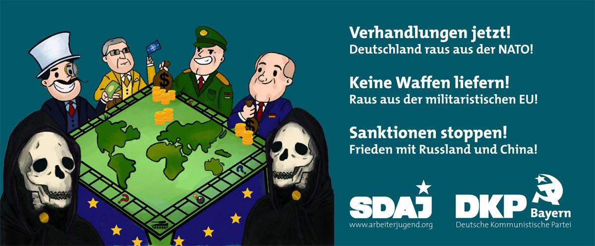 230210 Siko Flyer Druckbogen 1 - Krieg beginnt hier… - Antimilitarismus, Demonstration, DKP, Friedenskampf, NATO, SDAJ - Blog, DKP in Aktion