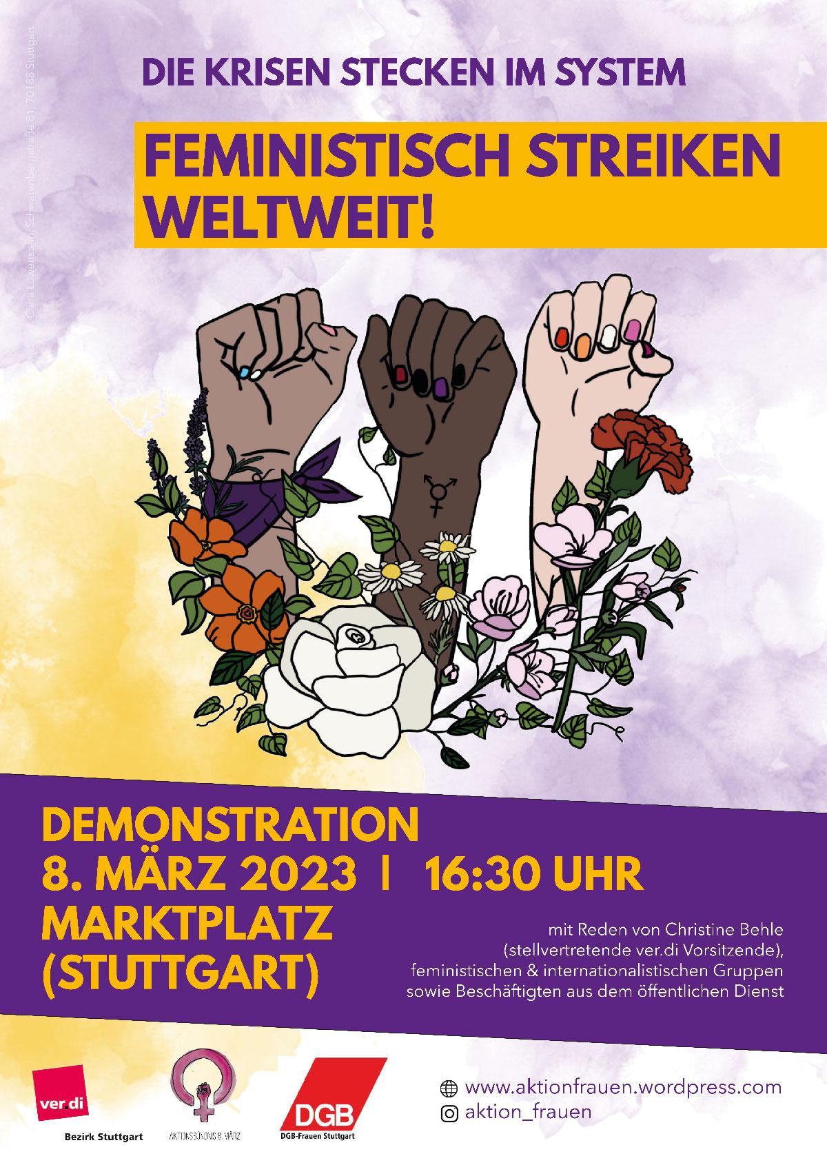 090301 Frauenstreik - Feministisch streiken - 8. März, Internationaler Frauentag, Streik, ver.di - Wirtschaft & Soziales