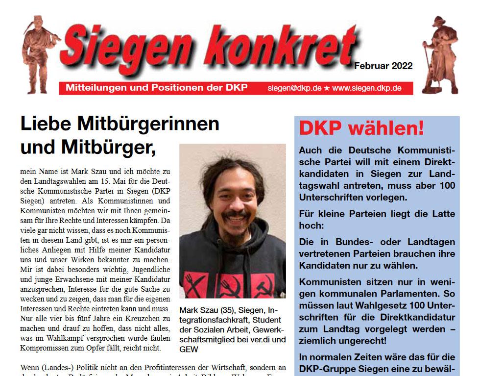 Siegen 01 - Die Themen liegen auf der Straße - DKP Siegen, Kommunalpolitik, Siegen, Siegen konkret - Politik